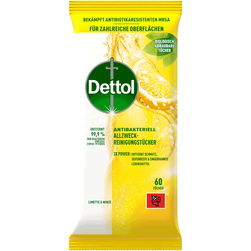 Bild: Dettol Allzweck-Reinigungstücher Limette & Minze