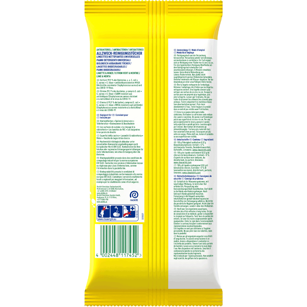Bild: Dettol Allzweck-Reinigungstücher Limette & Minze