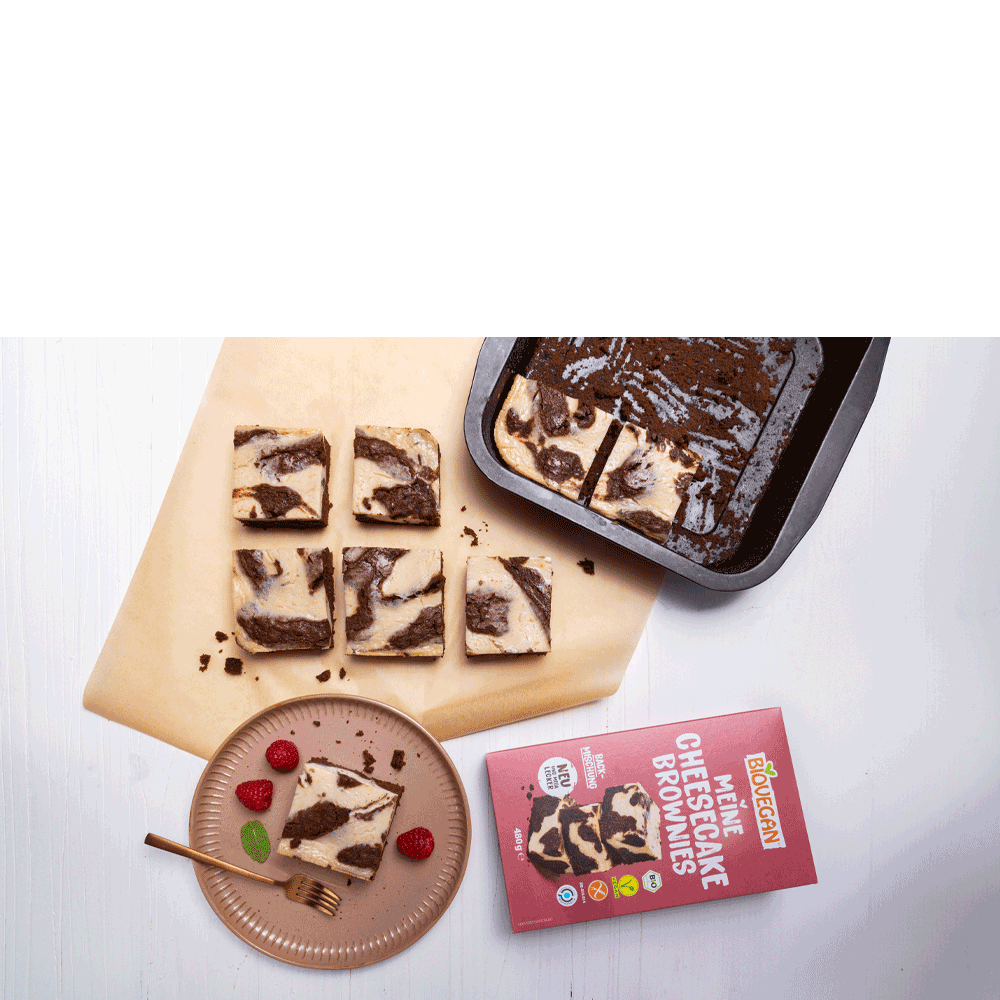 Bild: Biovegan Meine Cheesecake Brownies Backmischung
