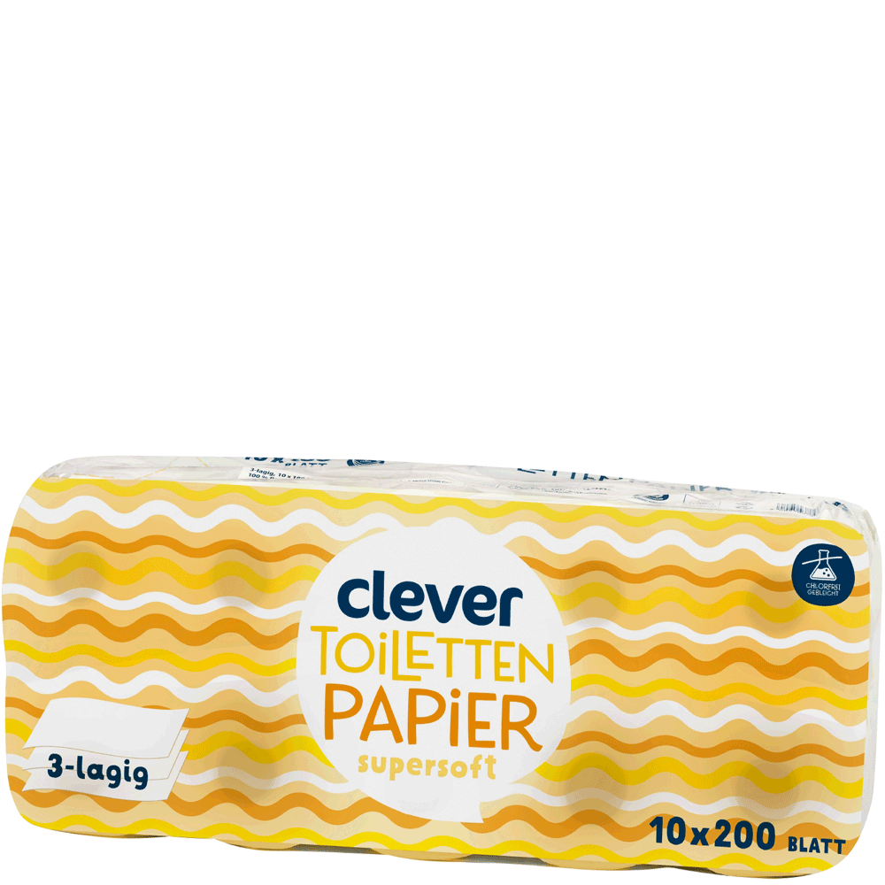 Bild: clever Toilettenpapier Gelb 3lagig 