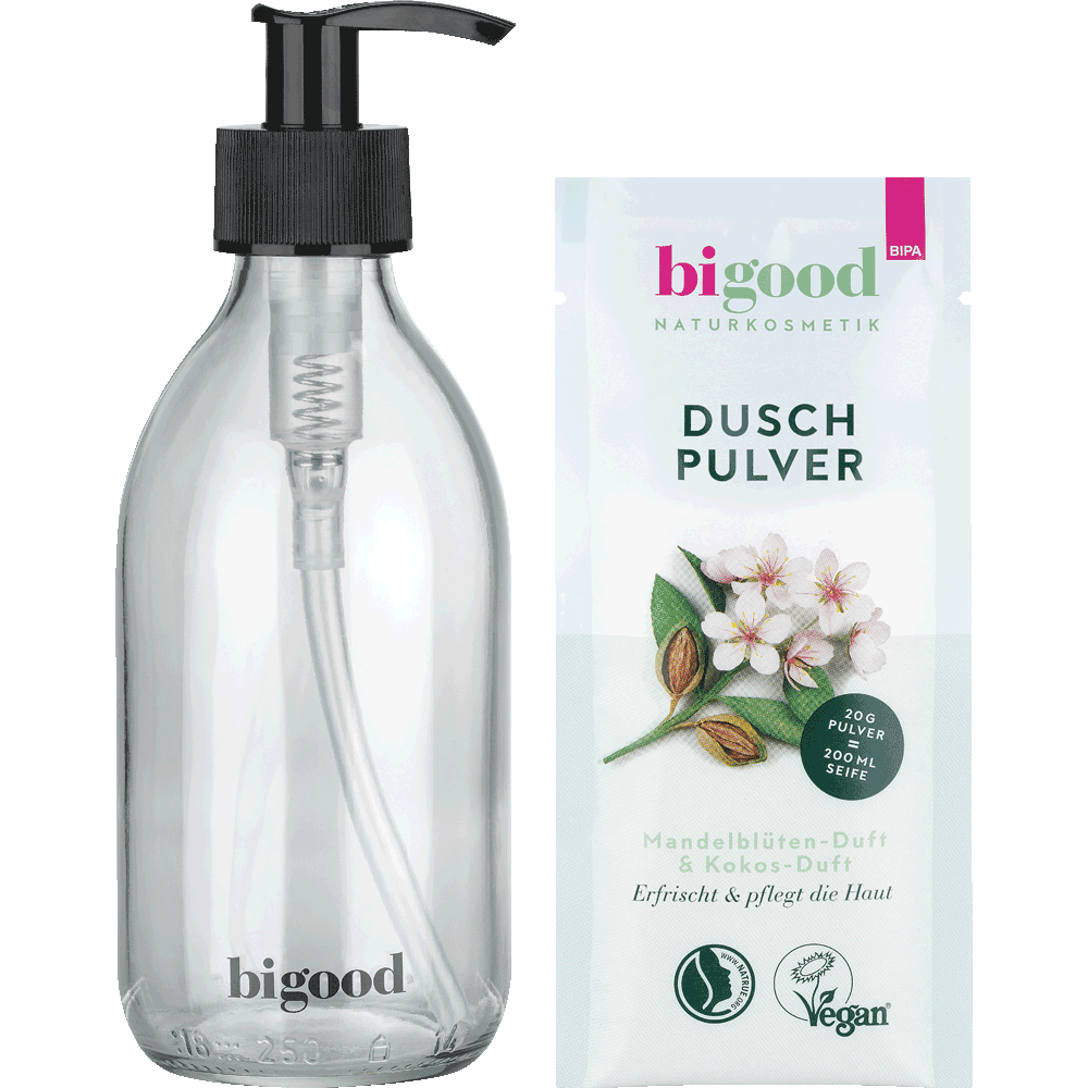 Bild: bi good Duschpulver Starter-Set Mandelblüten & Kokos-Duft