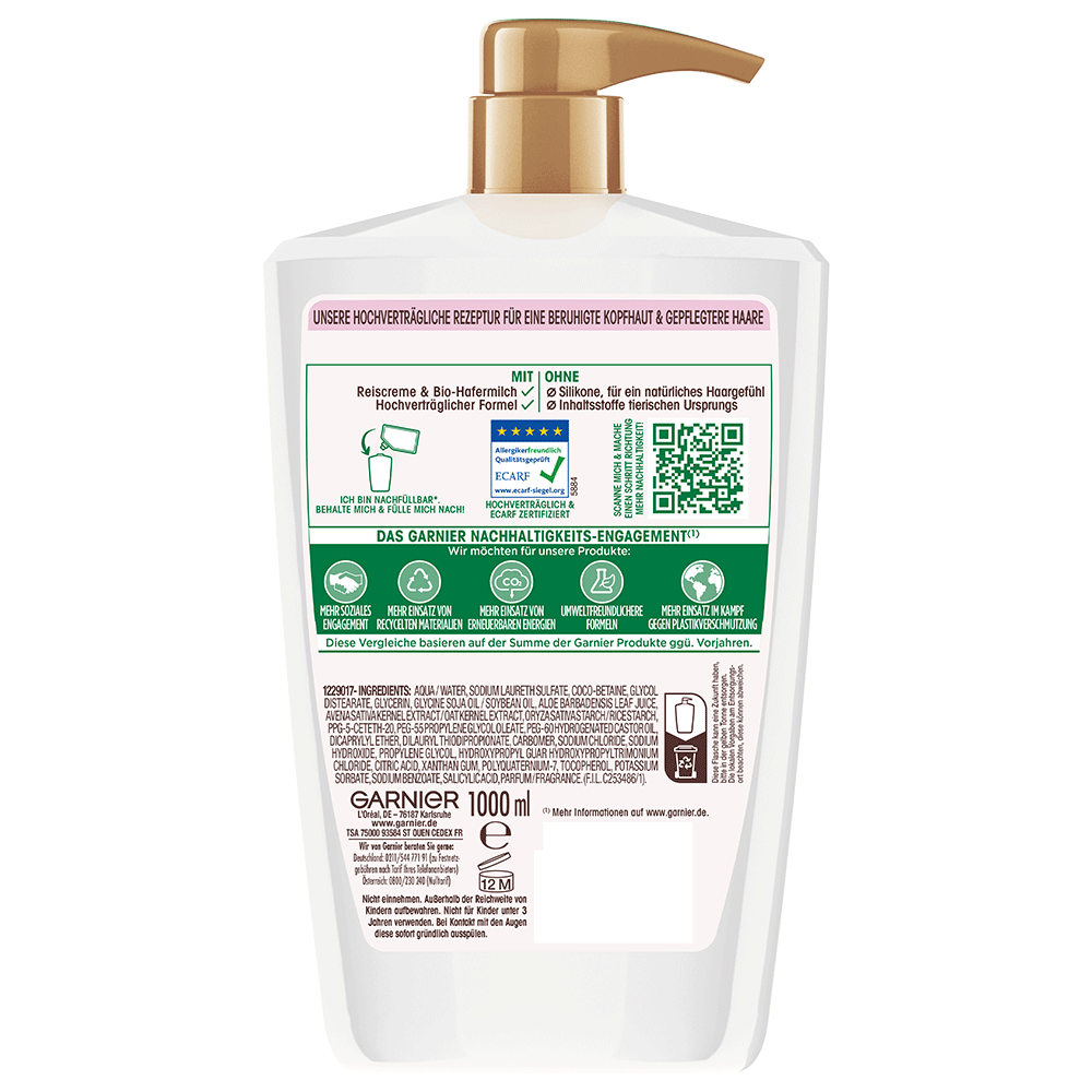 Bild: GARNIER Wahre Schätze Beruhigendes Shampoo Sanfte Hafermilch
