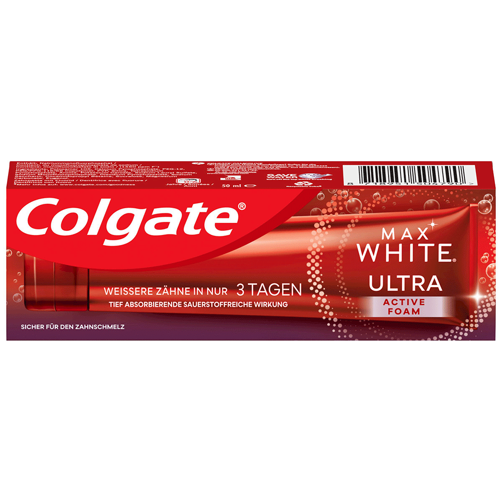 Bild: Colgate Zahncreme Max White Ultra Active Schaum