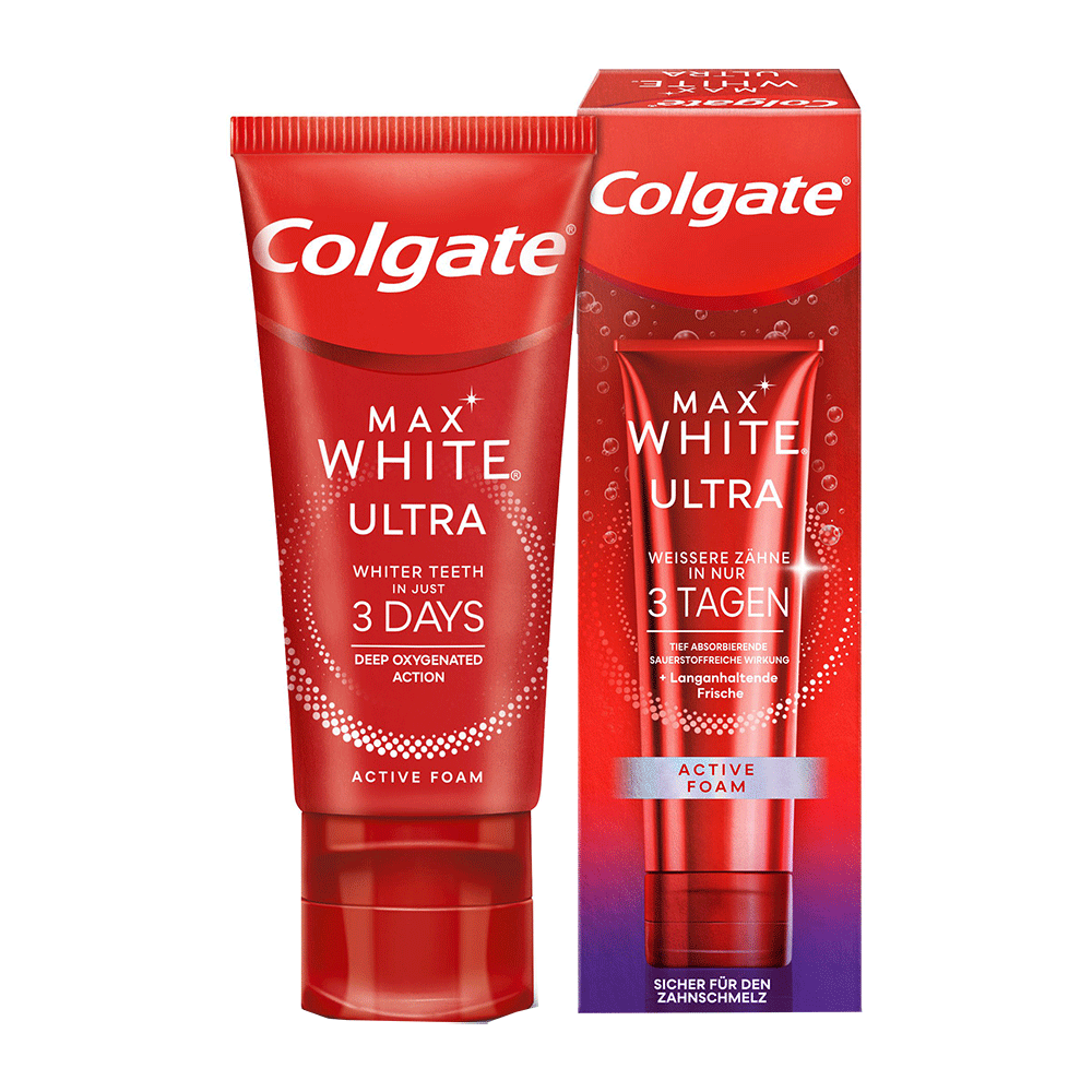 Bild: Colgate Zahncreme Max White Ultra Active Schaum