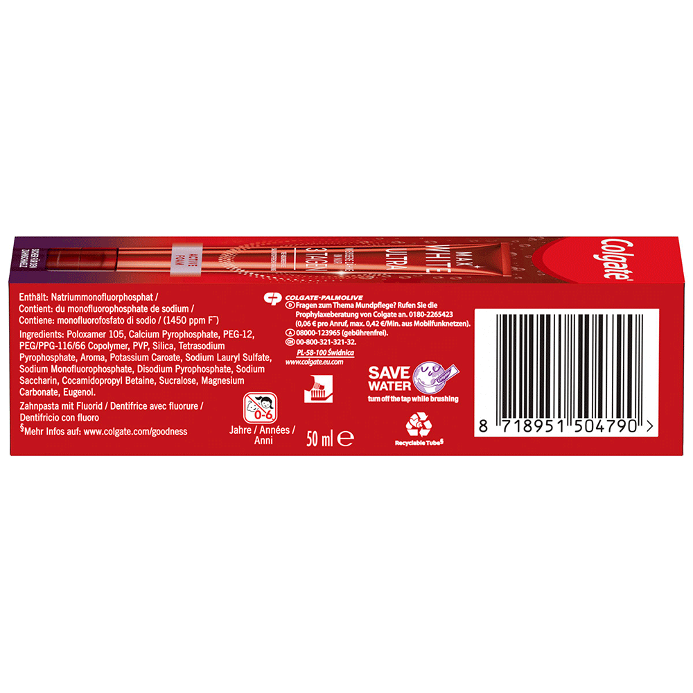 Bild: Colgate Zahncreme Max White Ultra Active Schaum