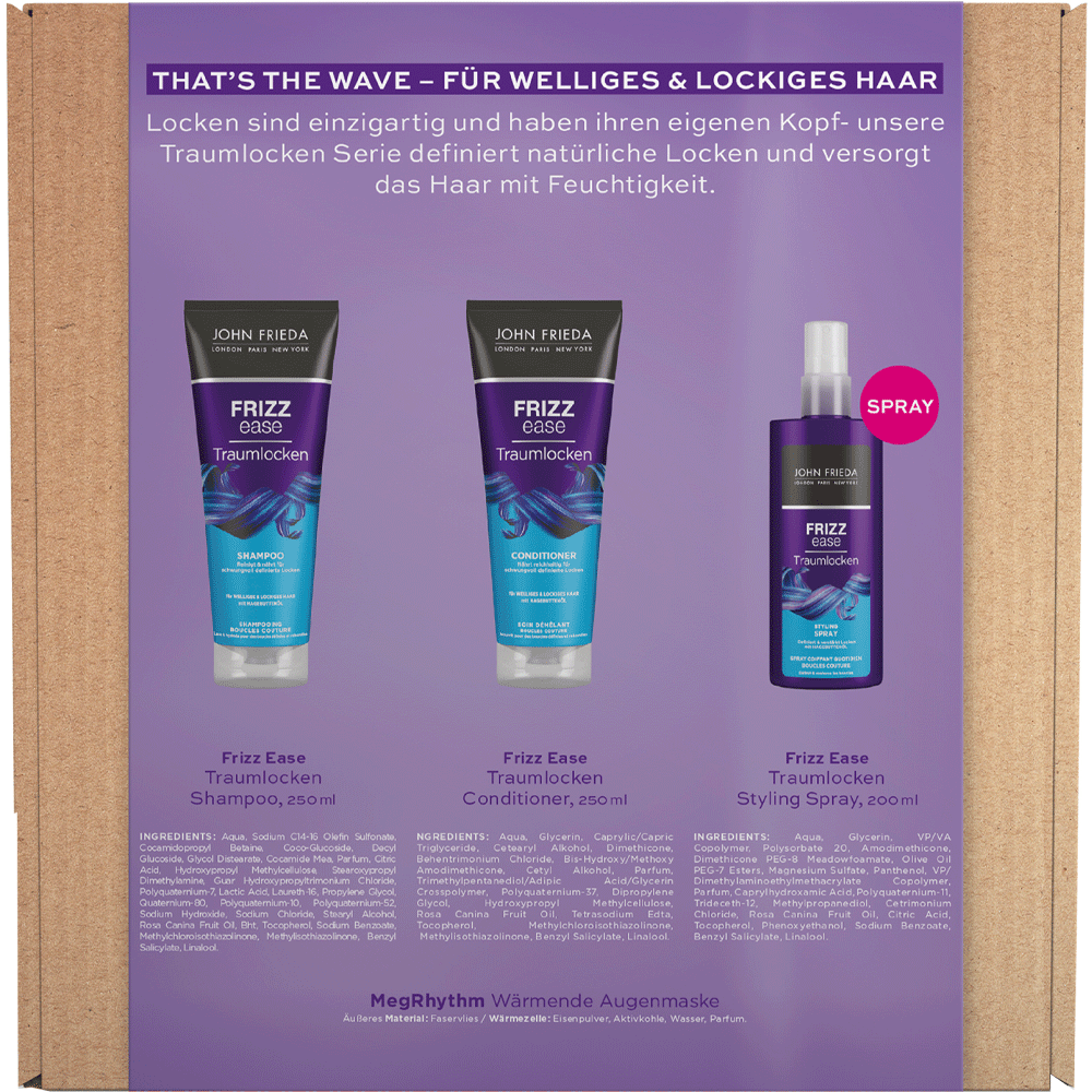 Bild: JOHN FRIEDA Geschenkset Shampoo + Spülung + Lockenspray