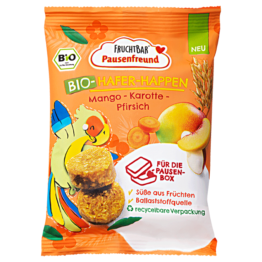 Bild: FruchtBar Hafer-Happen Mango-Karotte-Pfirsich