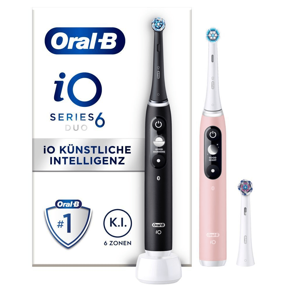 Bild: Oral-B iO Series 6 Duo Elektrische Zahnbürste, Black Lava/Pink Sand