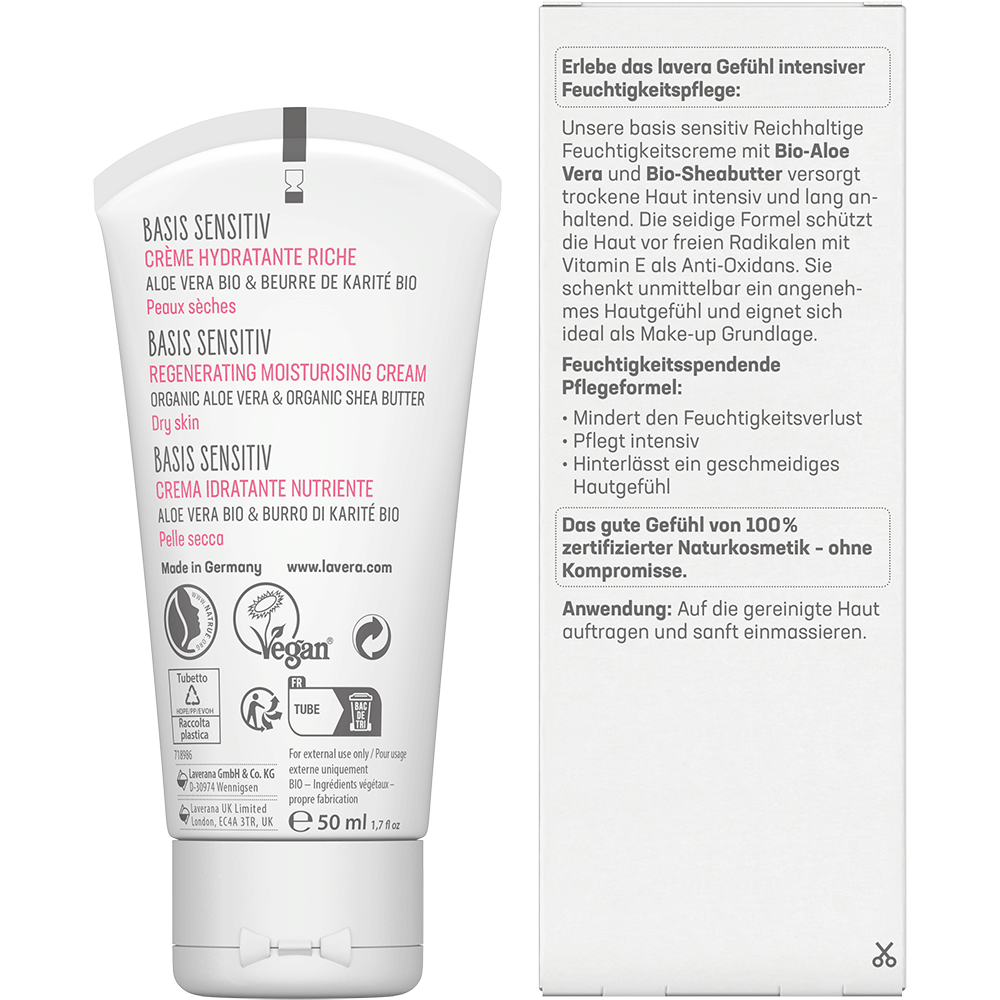 Bild: lavera Lavera Basis Sensitiv Feuchtigkeitscreme Bio-Aloe Vera & Bio-Sheabutter