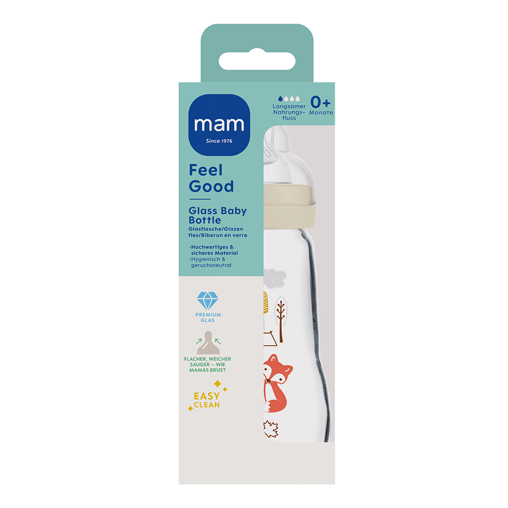 Bild: MAM Feel Good Glass Baby Bottle 0+ Monate