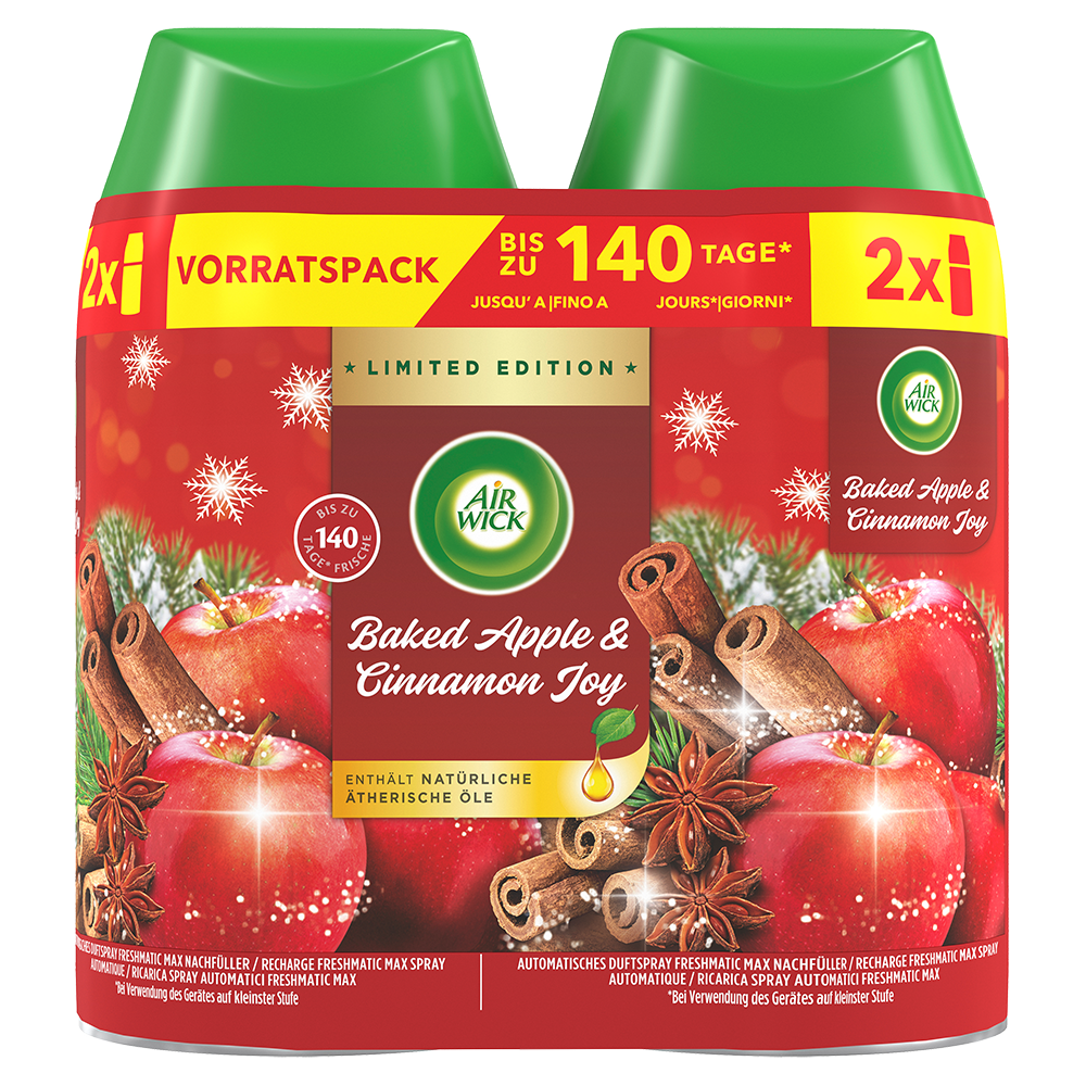 Bild: AIRWICK Automatisches Duftspray Freshmatic Duo Nachfüllung Baked Apple and Cinnamon Joy