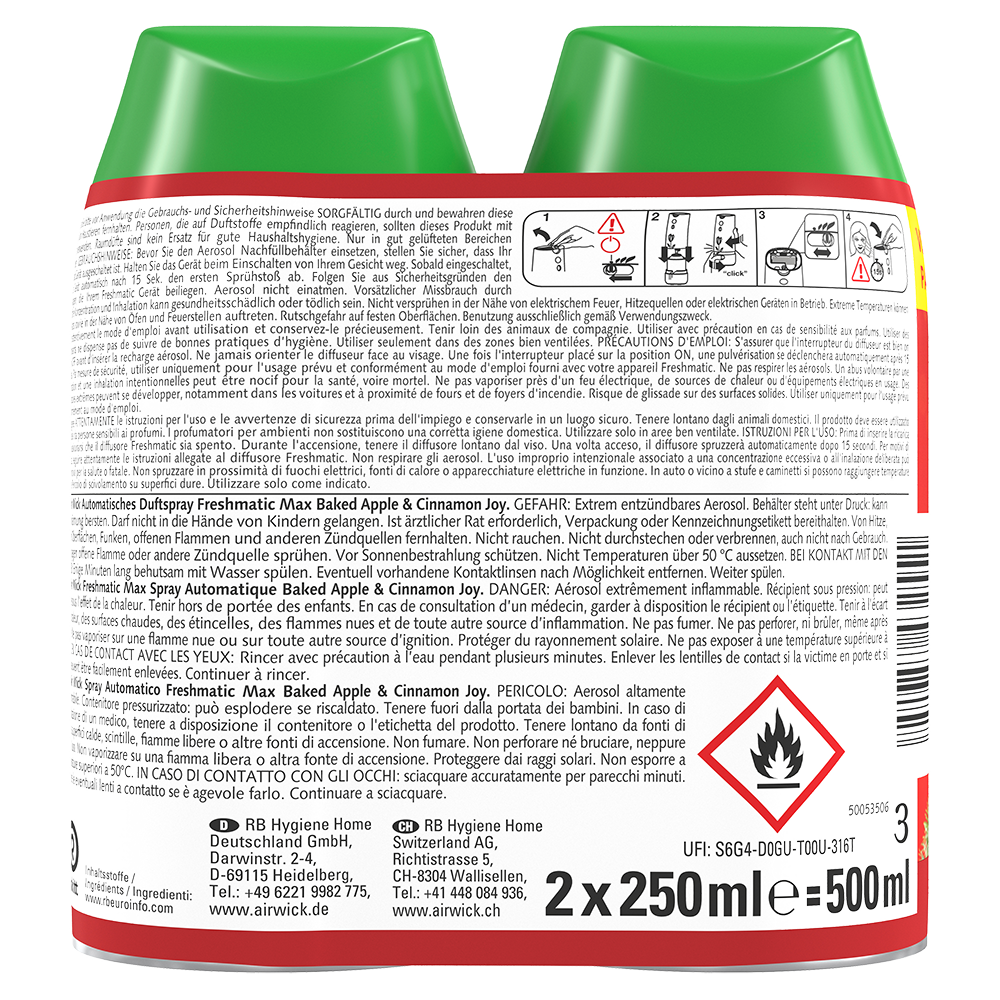 Bild: AIRWICK Automatisches Duftspray Freshmatic Duo Nachfüllung Baked Apple and Cinnamon Joy