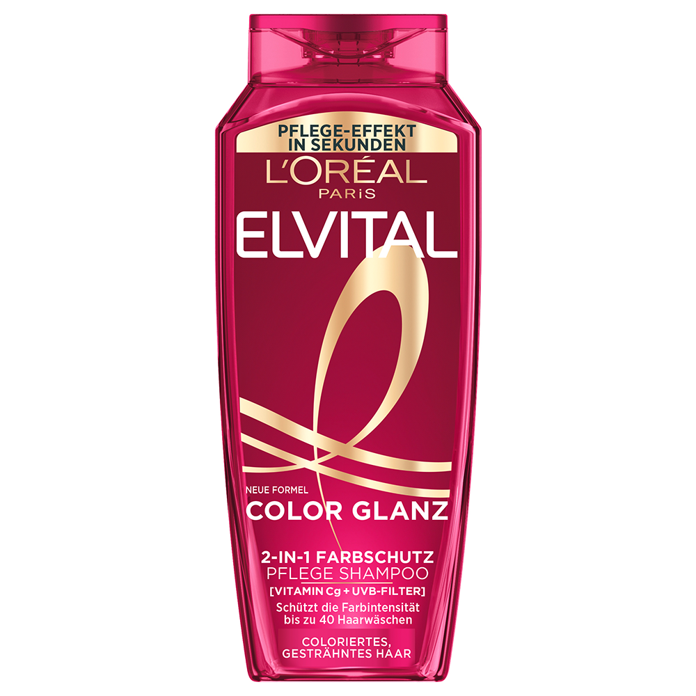 Bild: L'ORÉAL PARIS ELVITAL Color Glanz 2in1 Farbschutz Pflege Shampoo & Spülung