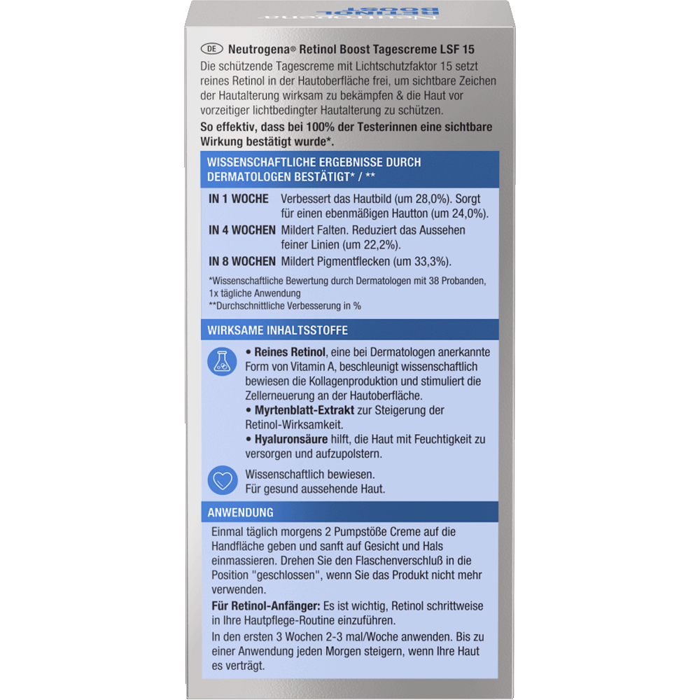 Bild: Neutrogena Anti-Age Tagescreme Retinol Boost LSF 15