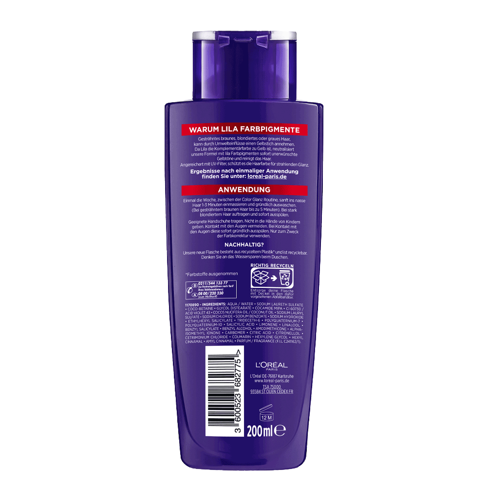 Bild: L'ORÉAL PARIS ELVITAL Color Glanz Purple Shampoo Anti Gelbstich