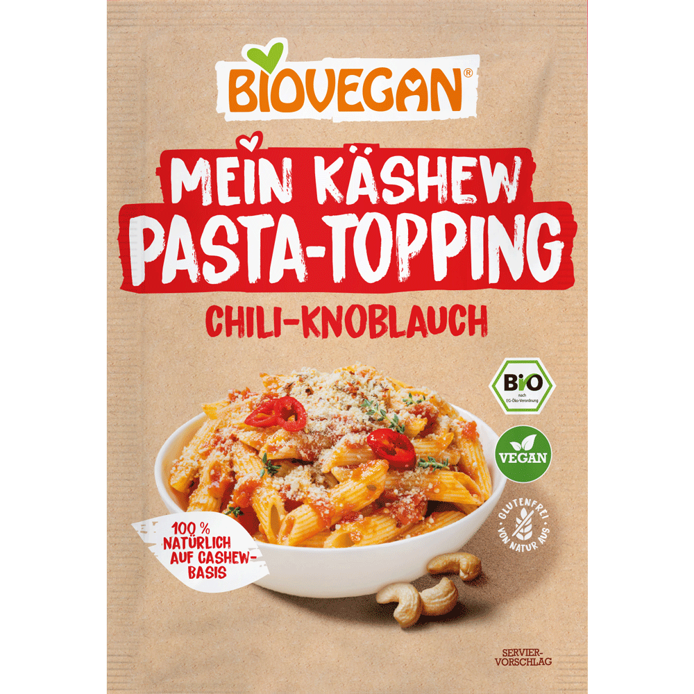 Bild: Biovegan Mein Käshew Pasta-Topping Chili Knoblauch