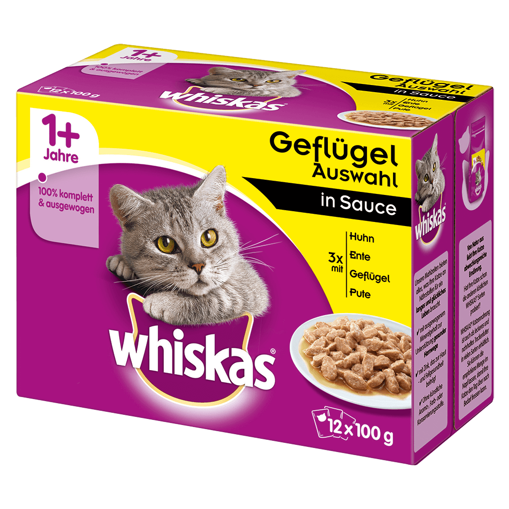 Bild: Whiskas 1+ Jahre Geflügel Auswahl in Sauce
