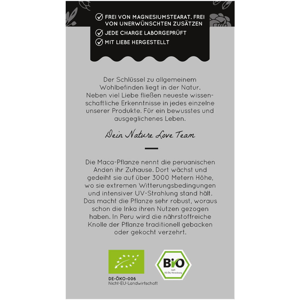 Bild: NATURE LOVE Bio Maca Schwarz