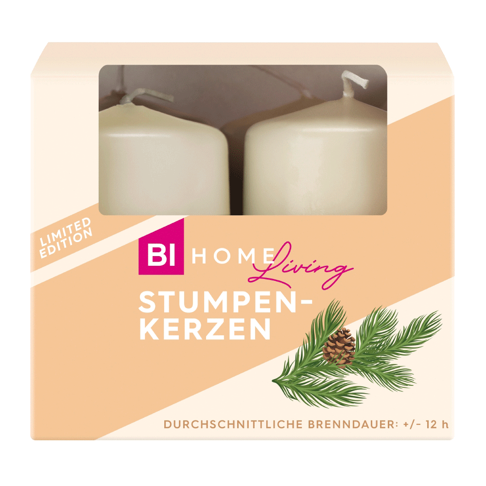 Bild: BI HOME Living Stumpenkerzen Creme 4er