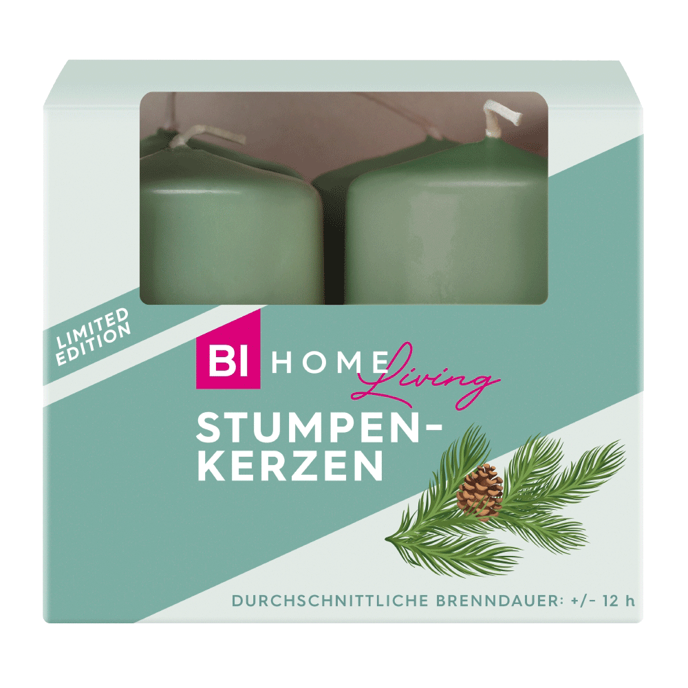 Bild: BI HOME Living Stumpenkerzen Grün 4er