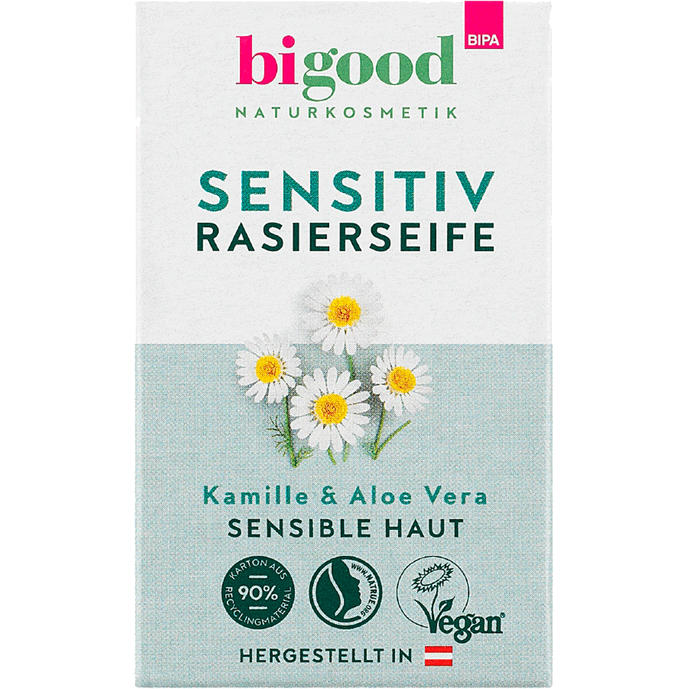 Bild: bi good Sensitiv Rasierseife Kamille & Aloe Vera