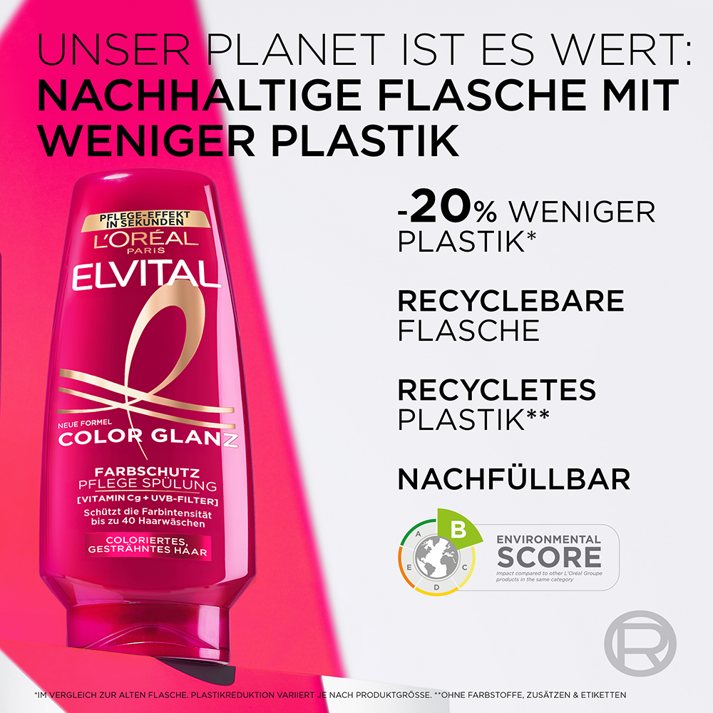 Bild: L'ORÉAL PARIS ELVITAL Color Glanz Farbschutz Pflege Spülung