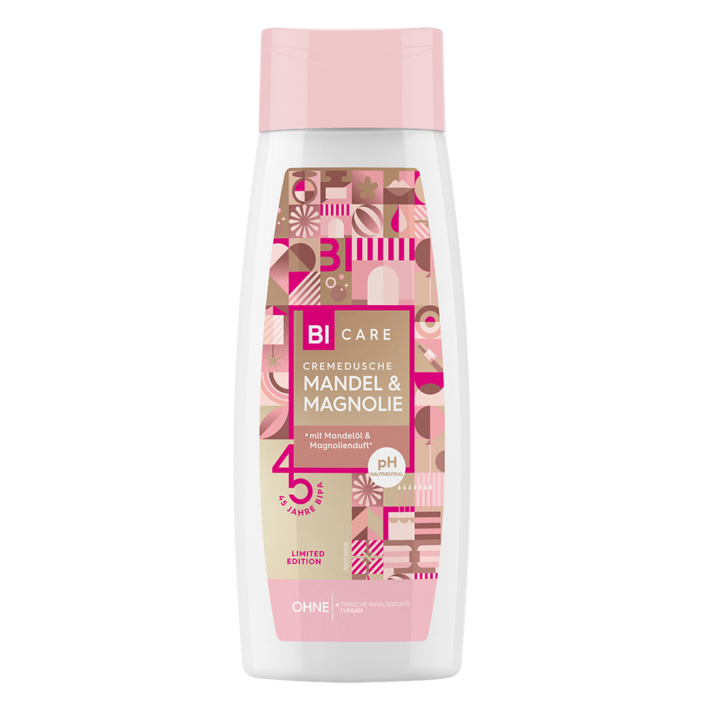 Bild: BI CARE Cremedusche Mandel & Magnolie 45 Jahre Limited Edition