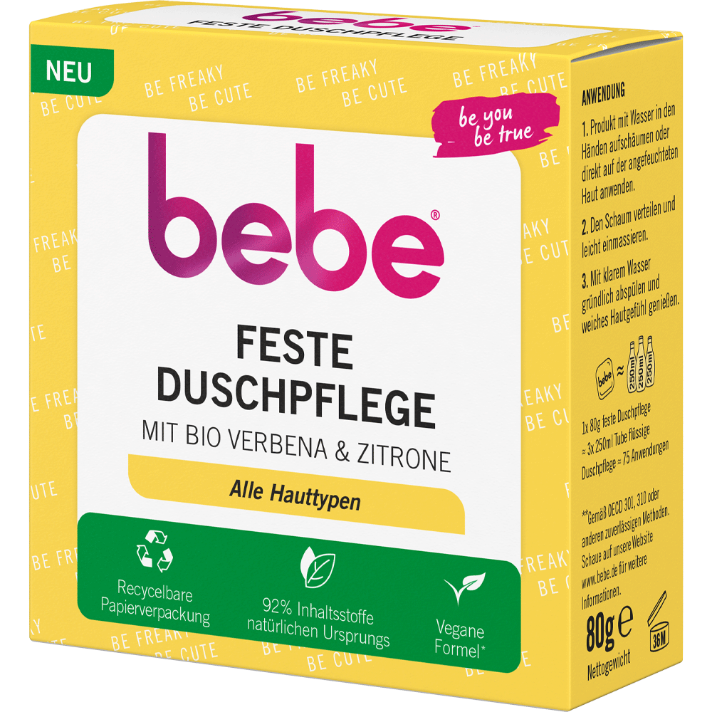 Bild: bebe Feste Duschpflege Belebend mit Verbena & Zitrone
