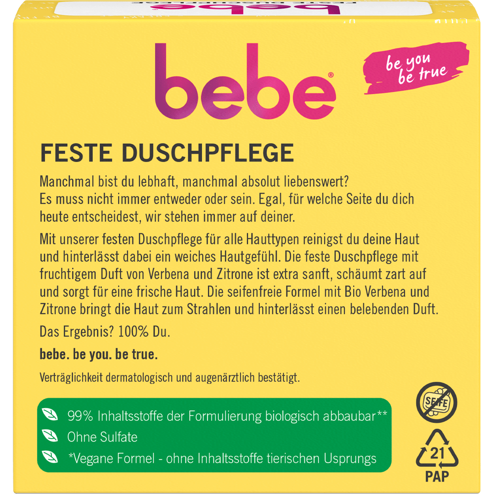 Bild: bebe Feste Duschpflege Belebend mit Verbena & Zitrone