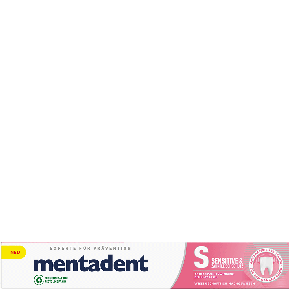 Bild: mentadent Sensitiv Zahnfleisch Zahncreme