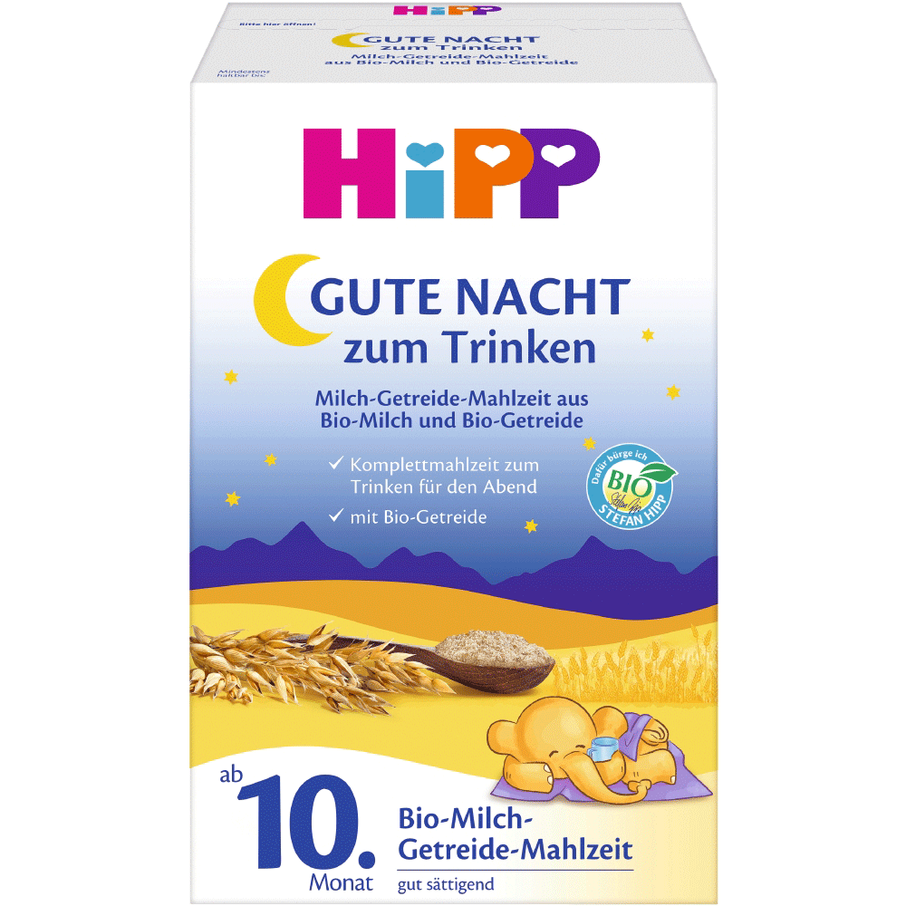 Bild: HiPP Gute Nacht zum Trinken Milch-Getreide-Mahlzeit