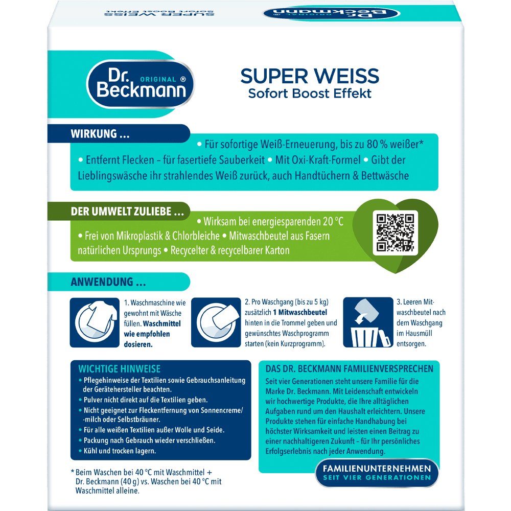 Bild: Dr. Beckmann Super Weiss Mitwaschbeutel