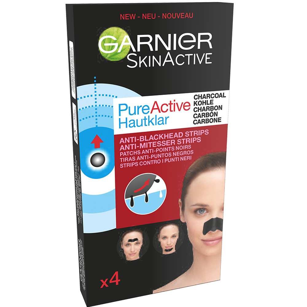 Bild: GARNIER SKIN ACTIVE PureActive Hautklar Anti-Mitesser Strips mit Kohle 