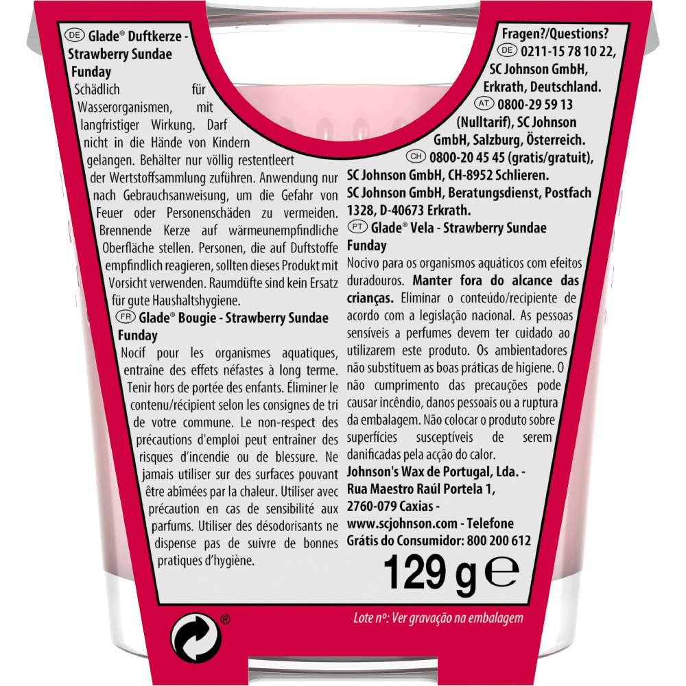 Bild: Glade Duftkerze Strawberry Sundae Funday Limited Edition