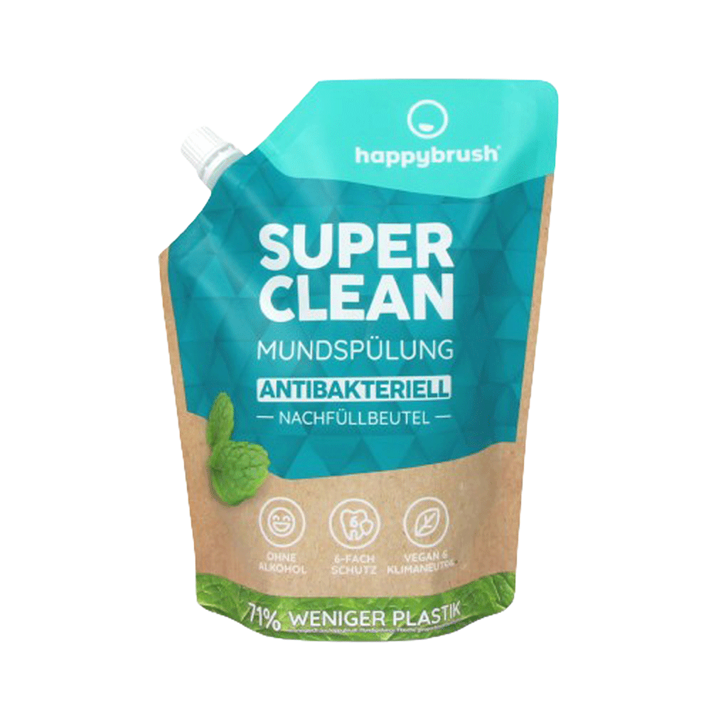 Bild: happybrush Mundspülung Super Clean Antibakteriell Nachfüllbeutel 