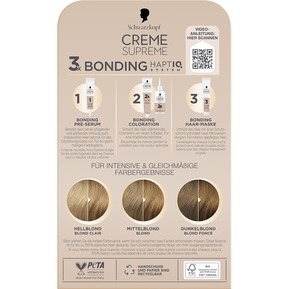 Bild: Schwarzkopf Creme Supreme Creme Coloration Natürliches Blond