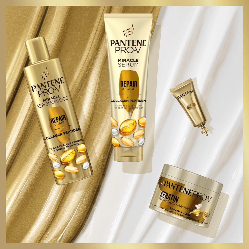 Bild: PANTENE PRO-V Pro-V x Moschino Miracle Serum Shampoo Repair & Care Mit Collagen-Peptiden