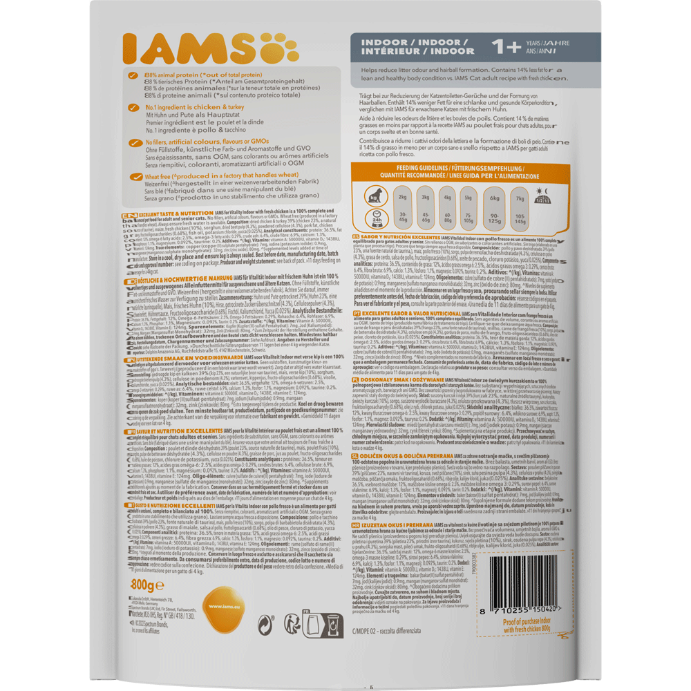 Bild: IAMS For Vitality Trockenfutter Indoor Mit Frischem Huhn