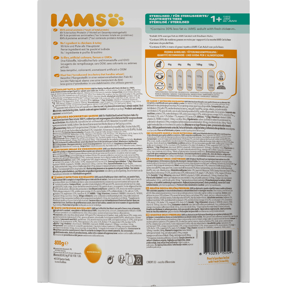 Bild: IAMS For Vitality Sterilisiert mit frischem Huhn