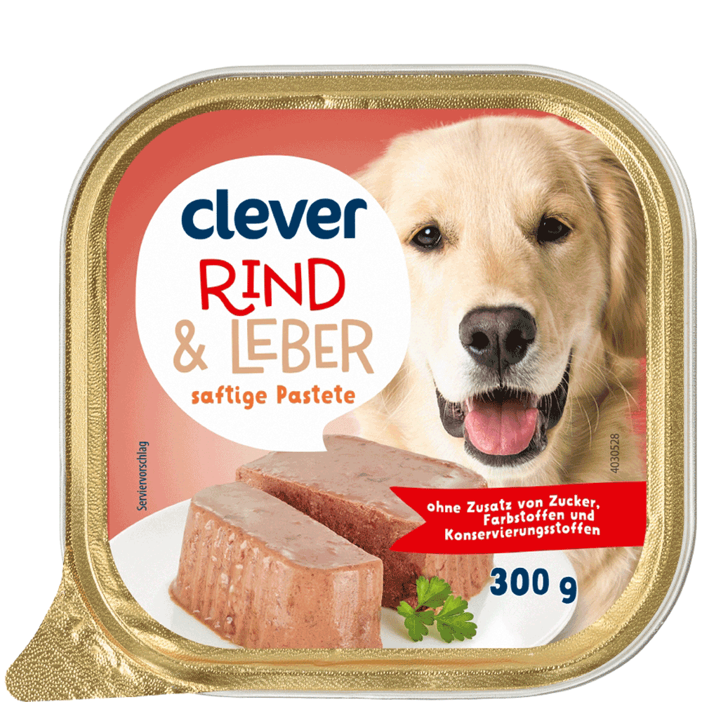 Bild: clever Saftiges Paté mit Rind + Leber Hundefutter