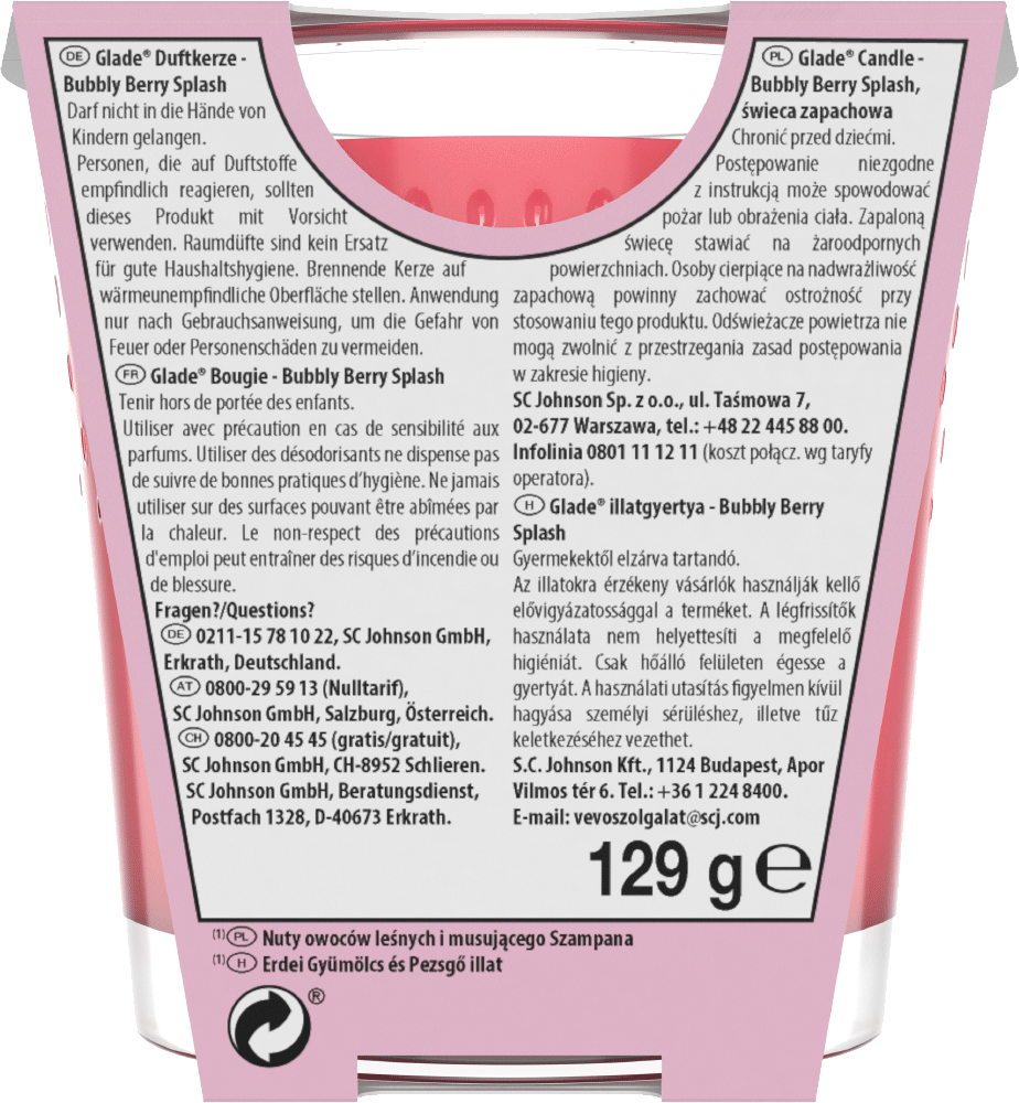 Bild: Glade Duftkerze Bubbly Berry Splash