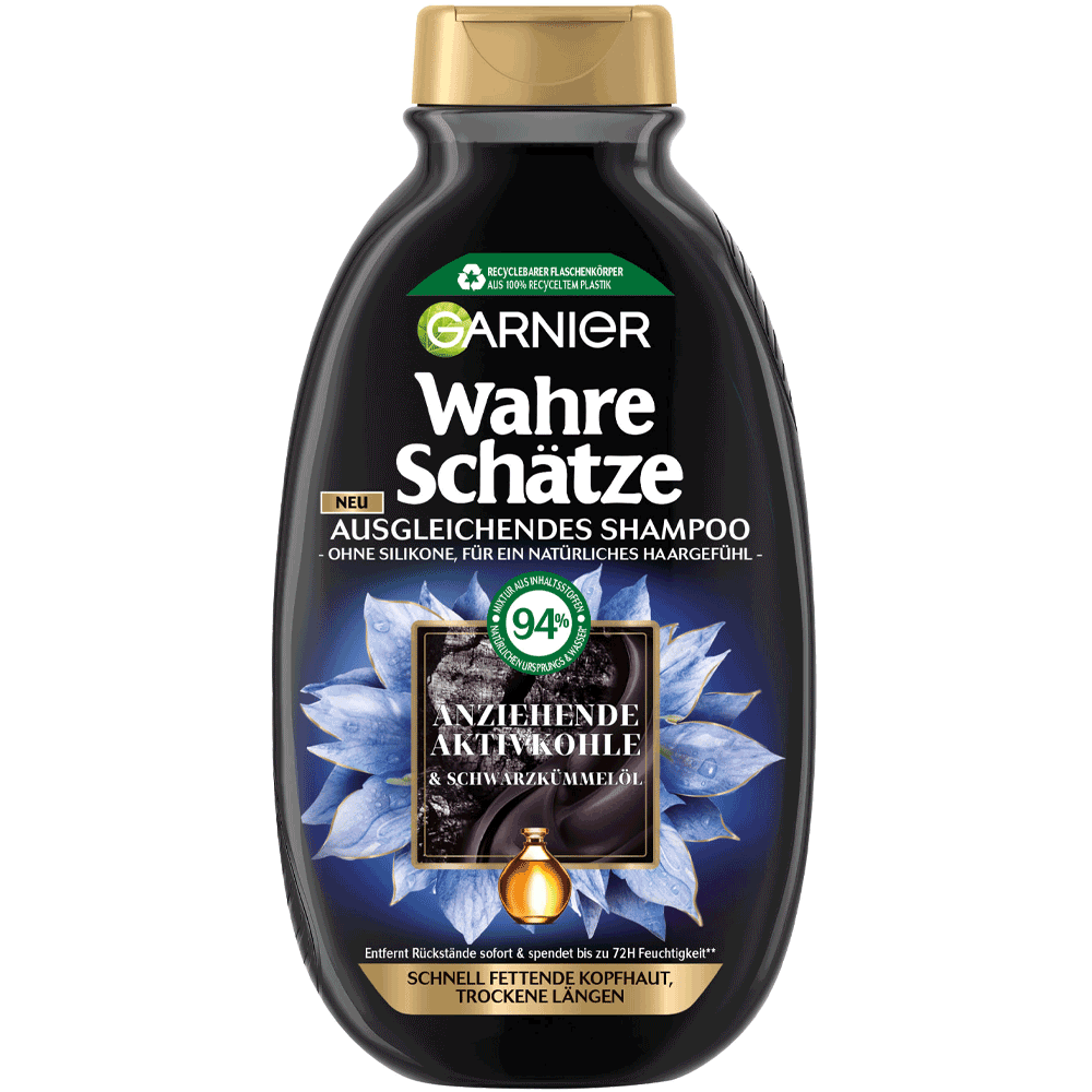 Bild: GARNIER Wahre Schätze Shampoo Aktivkohle und Schwarzkümmelöl