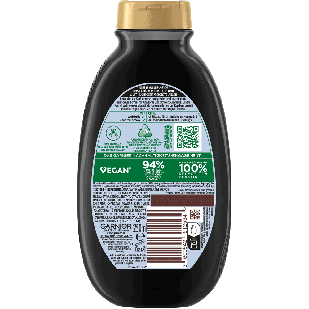 Bild: GARNIER Wahre Schätze Shampoo Aktivkohle und Schwarzkümmelöl