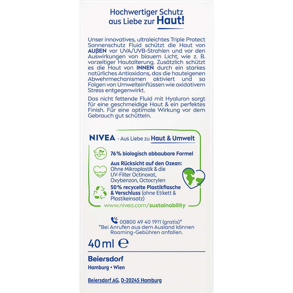 Bild: NIVEA Sun UV Gesicht Experte Triple Protect Ultraleichtes Fluid LSF 50+