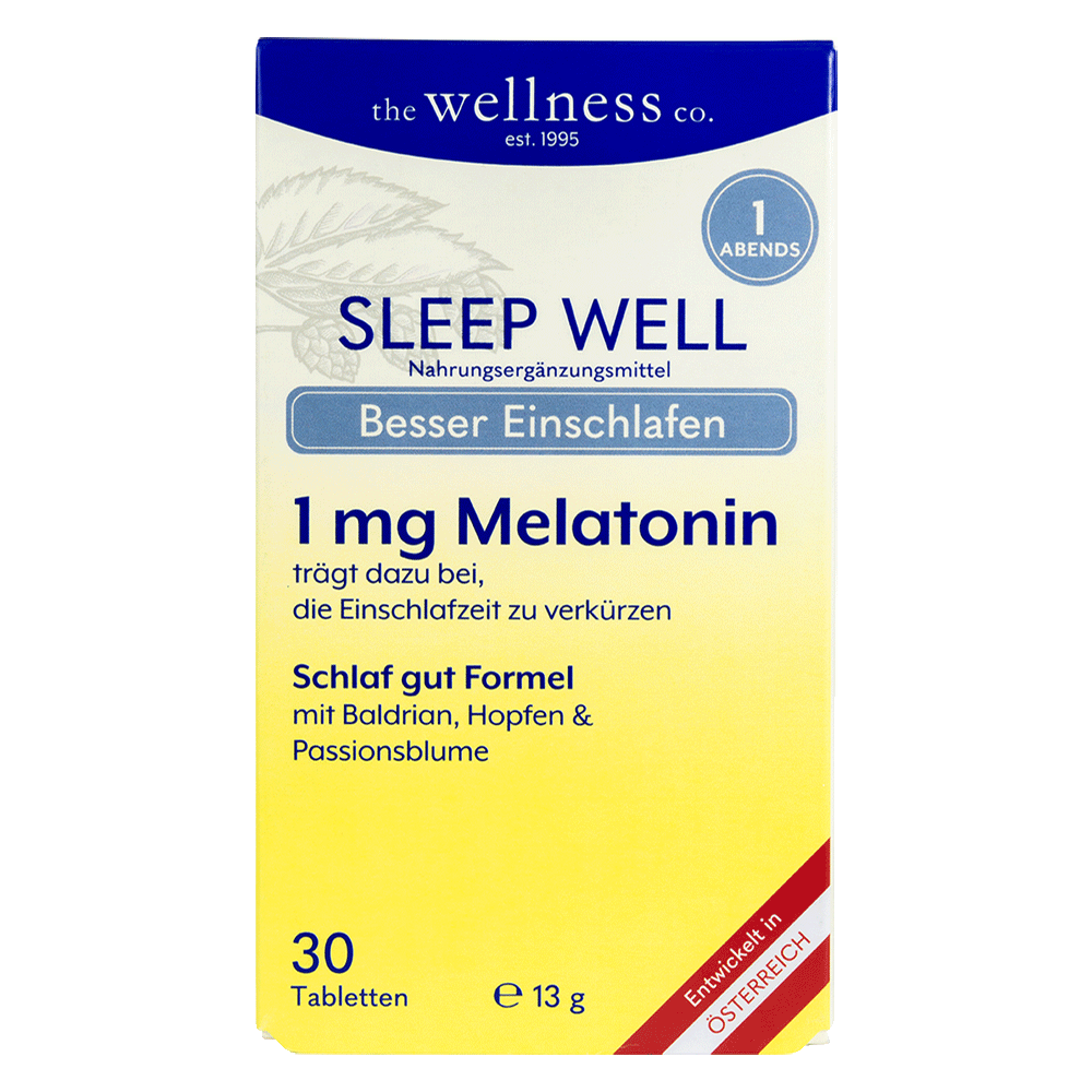 Bild: the wellness co. Sleep Well Melatonin Tabletten