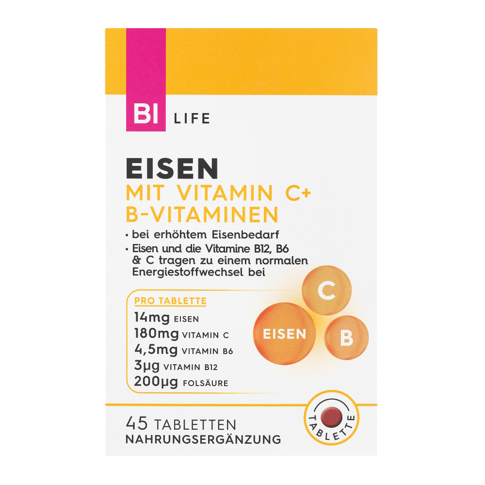 Bild: BI LIFE Eisen mit Vitamin C + B-Vitaminen