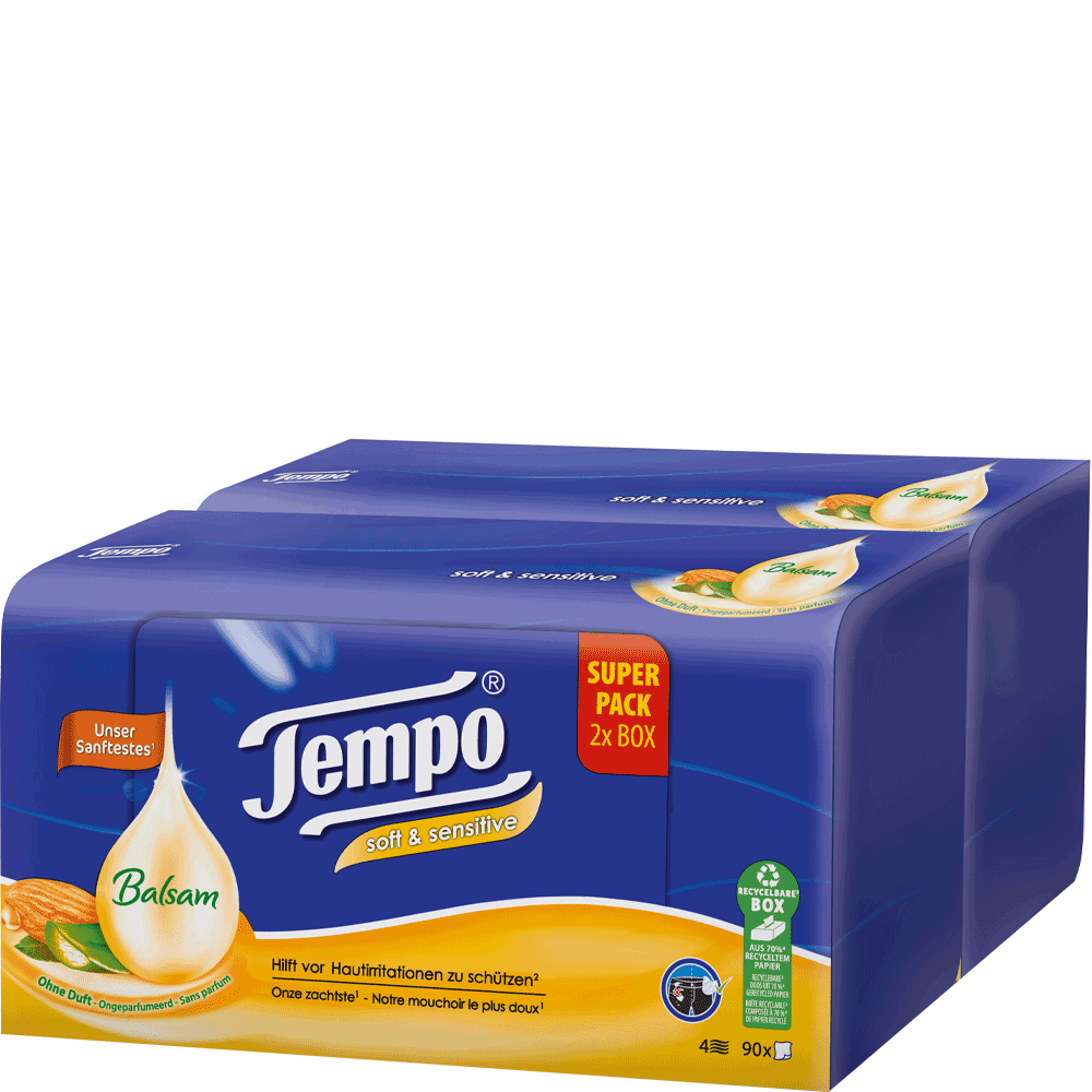 Bild: Tempo Taschentücher Box Duo Soft&Sensitive
