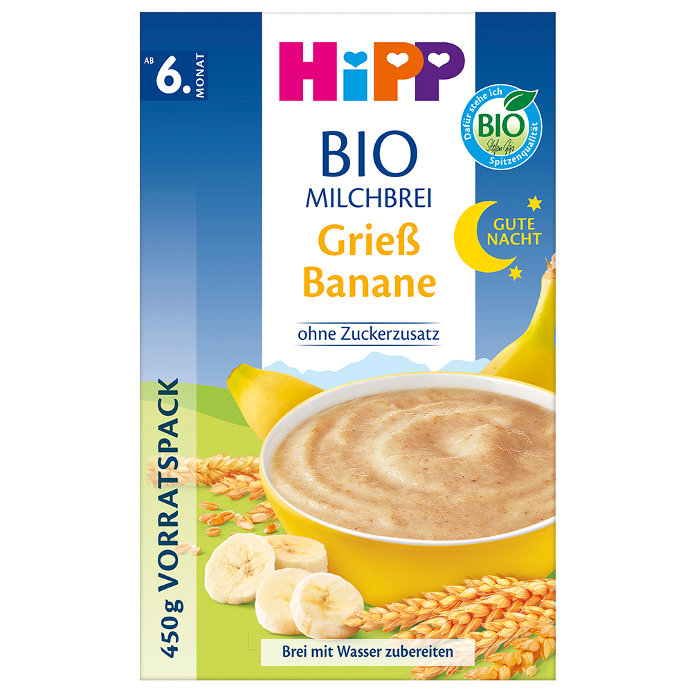 Bild: HiPP Bio Gute Nacht Milchbrei Grieß Banane
