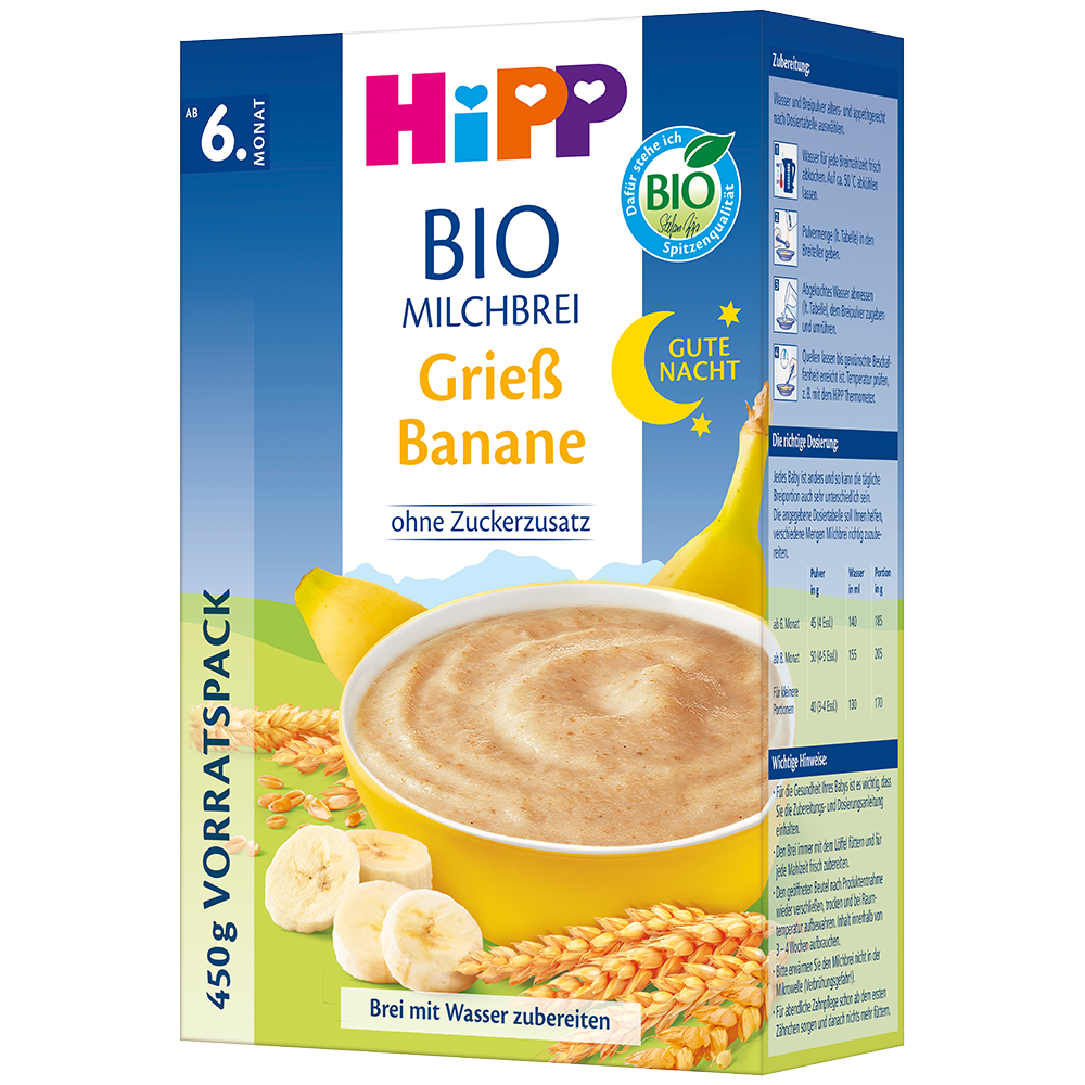 Bild: HiPP Bio Gute Nacht Milchbrei Grieß Banane
