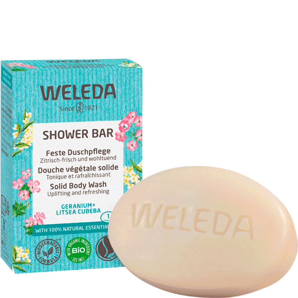 Bild: WELEDA Feste Dusche Geranium + Litsea
